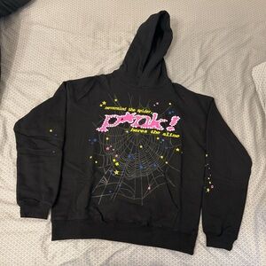 Spider Worldwide black and pink hoodie